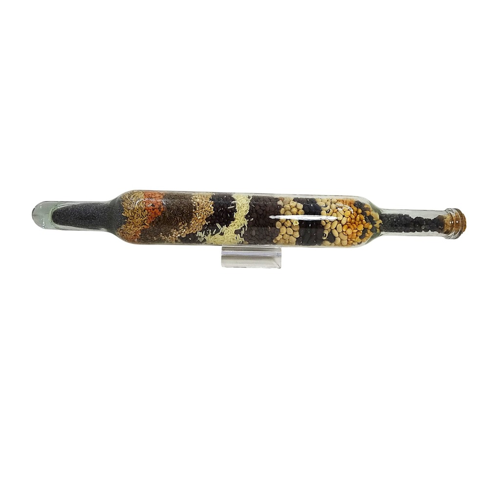 Decorative Glass Rolling Pin‎ Filled w Assorted Beans, Seeds, Rice-Kitchen Decor